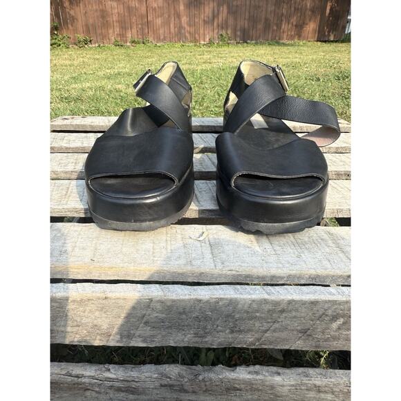 RARE AGL ATTILIO GIUSTI LEOMBRUNI black leather wrapped Platform EU 37 US 7 $530 - Picture 9 of 16